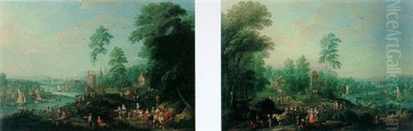 Extensive River Landscapes With Figures - view 1