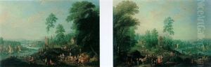 Extensive River Landscapes With Figures by Adriaen Frans Boudewyns the Elder