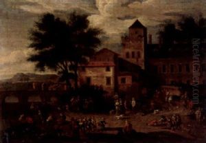 Marktszene Vor Den Toren Einer Stadt