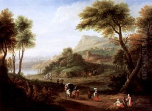 Sudliche Landschaft Mit Bauern Und Planwagen