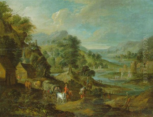 Travellers In Rocky River Landscapes - view 1