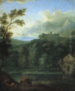 Pastoralt Landskap Med Figurer Och Boskap by Adriaen Frans Boudewyns the Elder