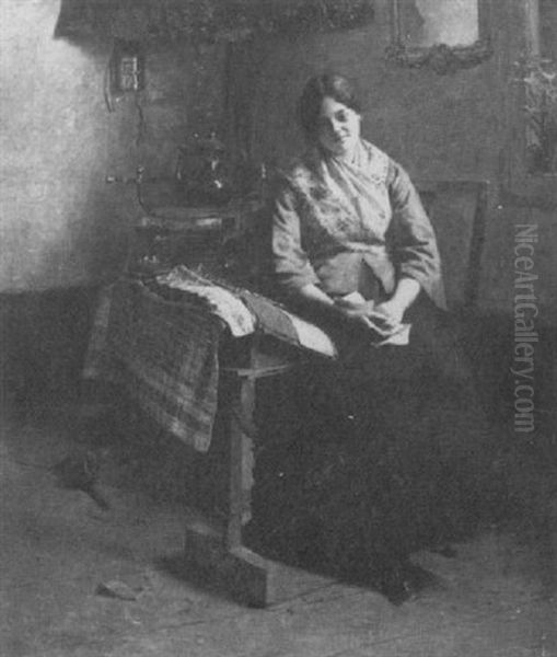 Portrait Of A Woman Quilting - view 1
