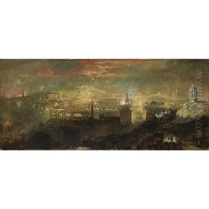 Fireworks Over Edinburgh 10th March 1863 by Samuel Bough