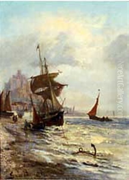 Fishing Boats Before Mont St. Michel, Brittany - view 1
