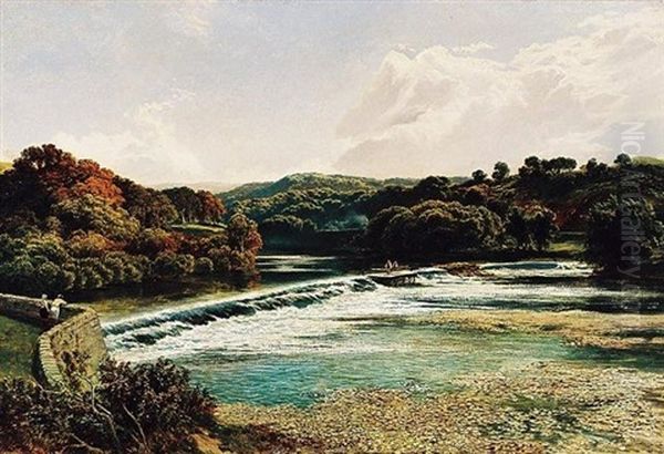 Fishing By The Weir - view 1
