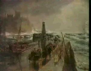 Peel Harbour, Isle Of Man by Samuel Bough