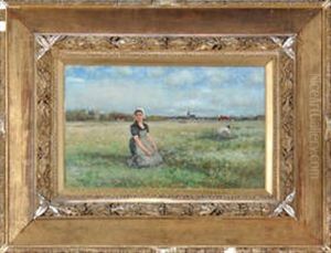 French Provincial Farm Girls Working In A Field by George Henry Boughton