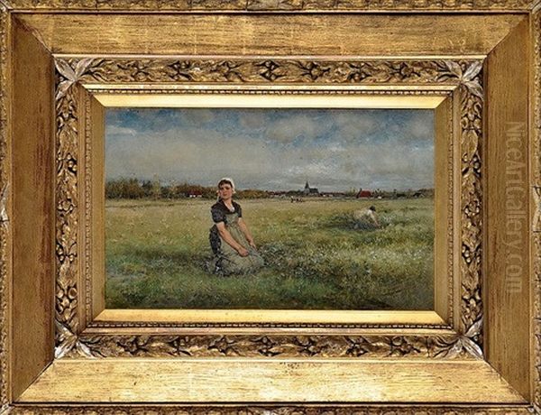 French Provincial Farm Girls Working In A Field - view 1
