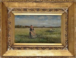 French Provincial Farm Girls Working In A Field by George Henry Boughton