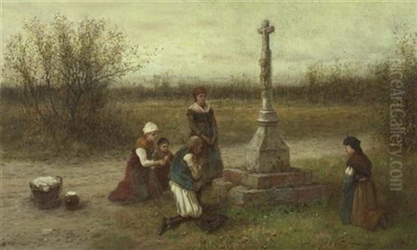 Familie Vor Einem Kreuz - view 1