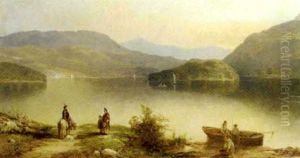 An Extensive Scottish Lake View With Figures In The Foreground An Extensive Scottish Lake View With Figures In The Foreground