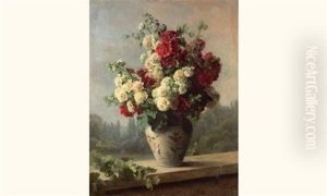 Fleurs Dans Un Vase by Cecile Augustine Bougourd