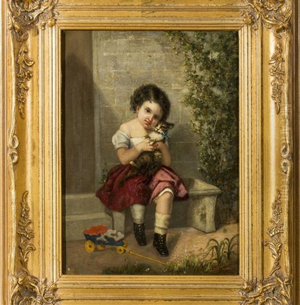 Young Girl With A Kitten - view 1