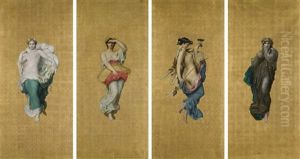 Les Quatre Saisons: Le Printemps, L'ete, L'automne, L'hiver by William-Adolphe Bouguereau