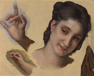 Etude De Visage De Femme Et De Mains by William-Adolphe Bouguereau