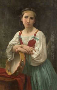 Bohemienne Au Tambour De Basque (replique) by William-Adolphe Bouguereau
