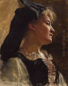 Portrait Einer Hubschen Jungen Frau In Tracht by William-Adolphe Bouguereau
