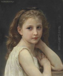 Tete De Fillette (tete Avec Mains) by William-Adolphe Bouguereau