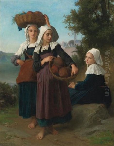 Jeunes Filles De Fouesnant Revenant Du Marche - view 1
