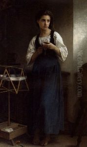 Jeune Fille Devidant De La Laine