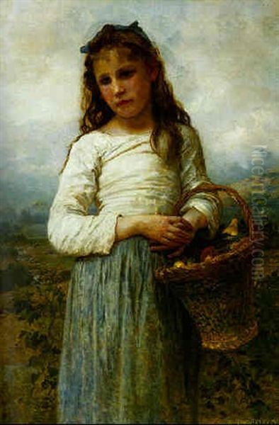 A Young Girl With A Basket Of Fruit - view 1