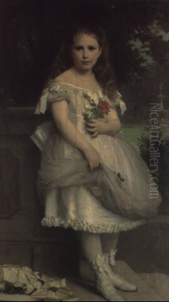 Portrait Of Anna Head, In A White Dress On A Terrace - view 1