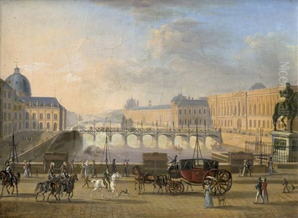 Paris: Blick Von Pont Neuf Auf Die Pont Des Arts, Rechts Und Links Die Fassaden Des Palais Du Louvre Und Des Institut De France - view 1