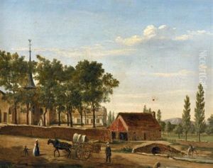 Charette A L'entree D'un Village by Etienne Bouhot