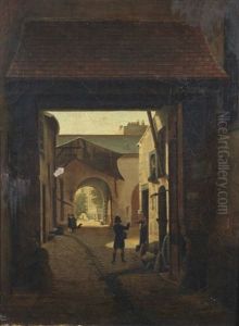 Cour D'une Maison De Roulage, Rue Saint-denis, Dite Cour Sainte-catherine, Le Repos Du Soldat (pair) by Etienne Bouhot