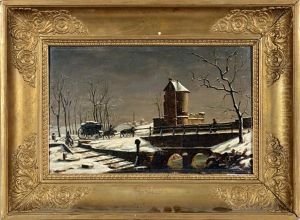 Paysage De Neige, La Tour Saint-dominique A Troyes by Etienne Bouhot
