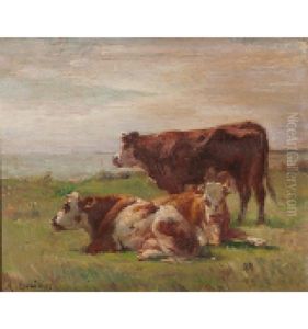 Liegende Kuhe by Amable Bouillier
