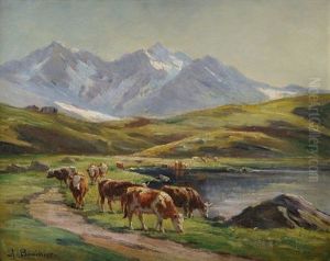 Vaches Au Paturage by Amable Bouillier