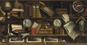 A Trompe L"oeil Of A Collector's Study With Engravings, Drawings, Letters And Books