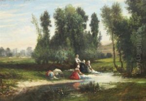 Les Lavandieres by Louis Jean Baptiste Boulange