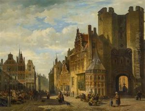 Stadtansicht In Gent by Francois-Jean-Louis Boulanger