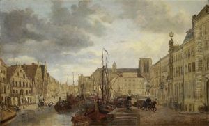 View Of The River Leie In Ghent by Francois-Jean-Louis Boulanger