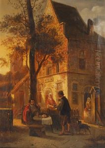 Gentilhomme Prenant Son Repas Devant Une Auberge by Francois-Jean-Louis Boulanger