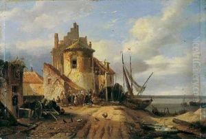 Flusslandschaft Mit Fischerbooten