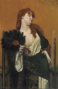 Lady With A Fan by Gustave Clarence Rodolphe Boulanger