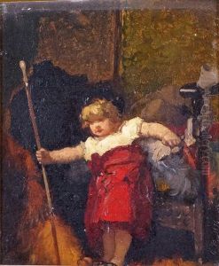 Fillette Jouant A Se Deguiser by Gustave Clarence Rodolphe Boulanger