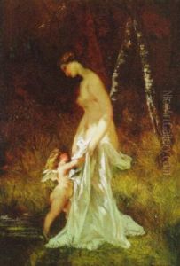 Venus And Cupid by Gustave Clarence Rodolphe Boulanger