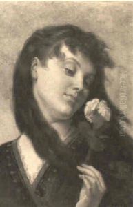 Portrait Of A Woman Holding A Rose by Gustave Clarence Rodolphe Boulanger
