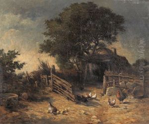 Huhner Vor Einem Gehoft by Auguste Boulard Jr.