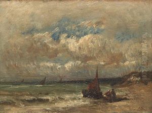 Sturmische Meereskuste Mit Fischerbooten by Auguste Boulard Sr.