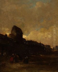 Scene De Village En Normandie by Auguste Boulard Sr.