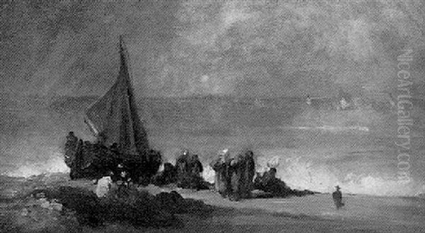 Meereskuste Mit Fischern Am Strand - view 1