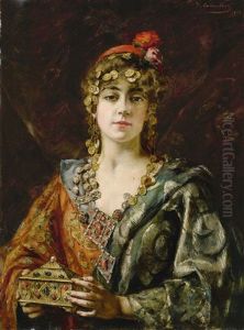 Young Oriental With Jewelry by Paul Antoine de la Boulaye