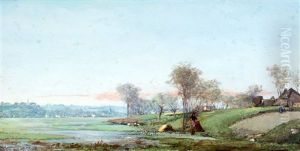 Landschap Met Visser Aan De Waterkant Landschap Met Visser Aan De Waterkant