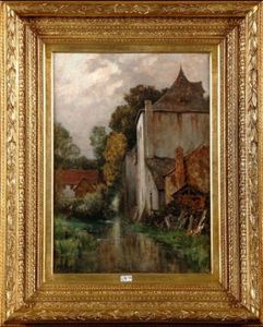 Paysage Anime Au Ruisseau by Hippolyte Boulenger